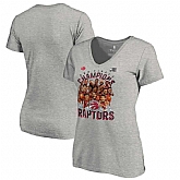 Women's Toronto Raptors Fanatics Branded 2019 NBA Finals Champions Caricature Roster V Neck T Shirt Heather Charcoal,baseball caps,new era cap wholesale,wholesale hats